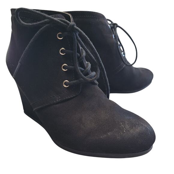 Arizona Lexie Ankle Boots WOMENS SIZE 6M black lace up wedge heel dark academia - Picture 1 of 12